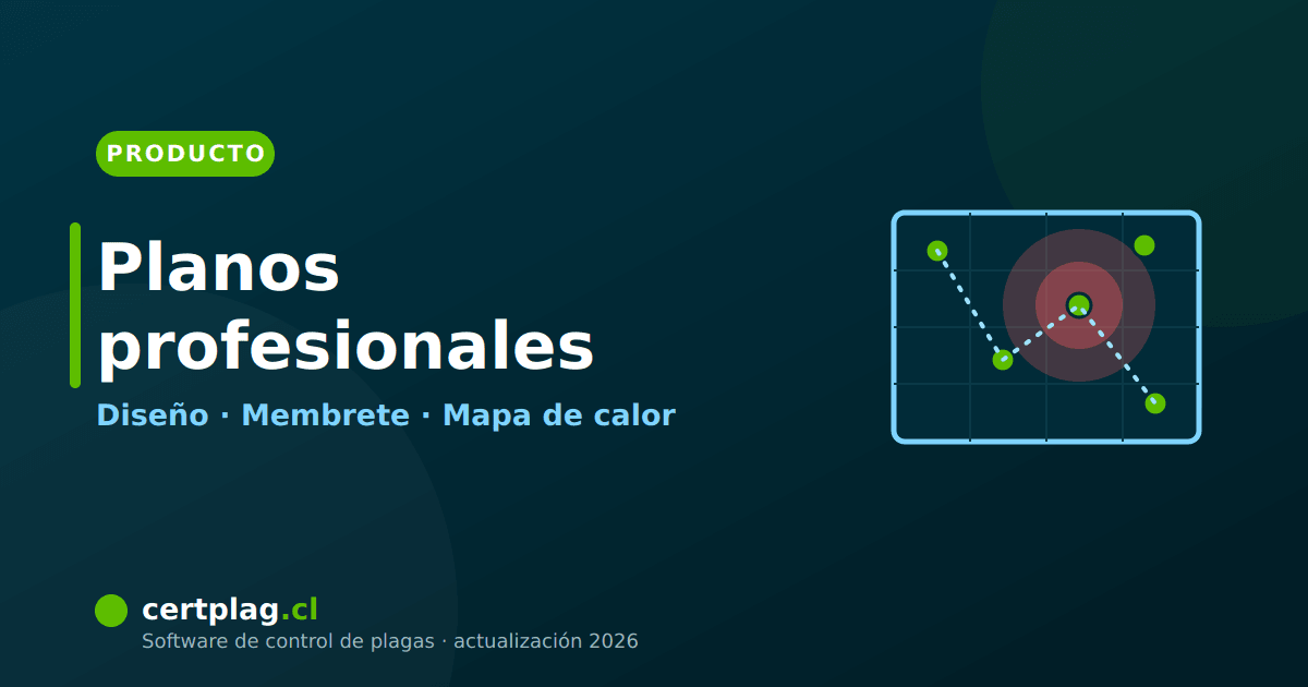 Planos de control de plagas profesionales: diseño, membrete y mapa de calor en un solo lugar